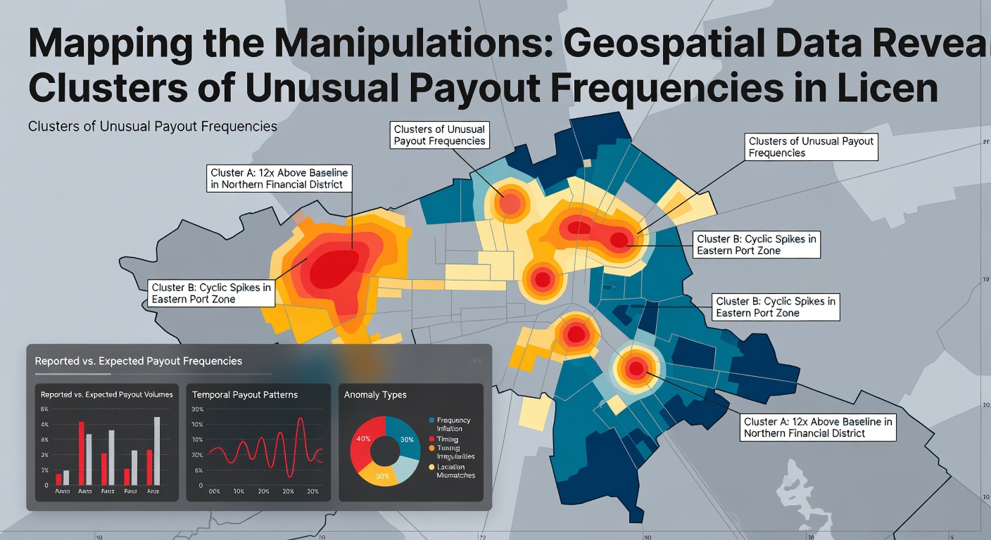 Detailed geospatial overlay of payout frequency data points with cluster boundaries marked in licensed venues