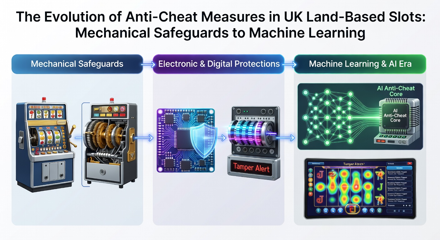 Modern UK land-based slot terminal displaying real-time analytics dashboard powered by machine learning algorithms for anomaly detection